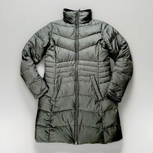 Columbia Olive Long Zip Up Up Quilted Down Puffer Jacket Women’s Size Medium